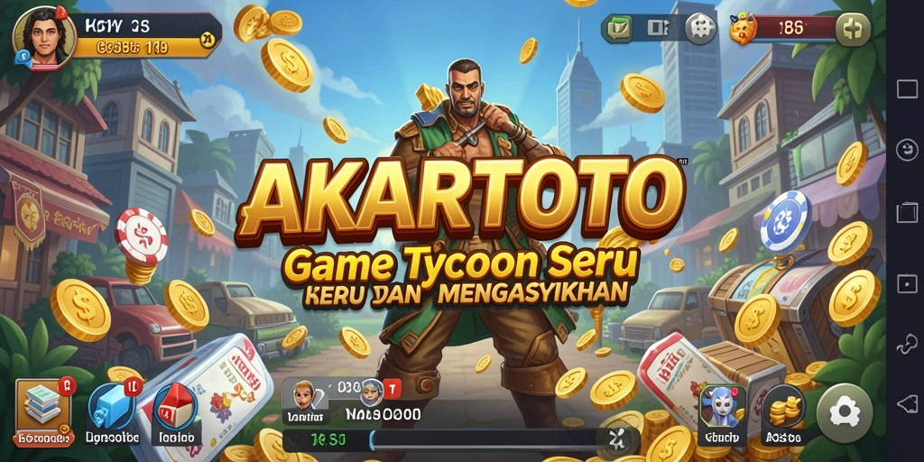 Tampilan gameplay AKARTOTO saat mengelola usaha Tycoon.