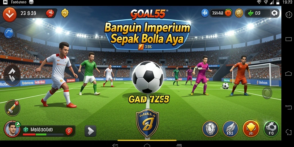 Tangkapan layar menunjukkan gameplay seru dalam membangun tim sepak bola.
