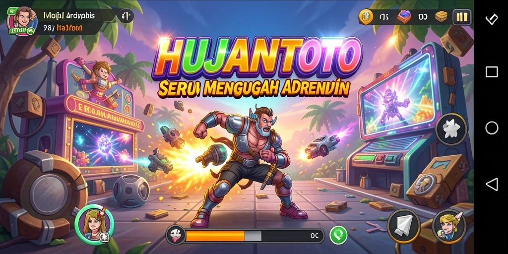 Screenshot utama HUJANTOTO menampilkan gameplay yang penuh aksi dan tantangan.