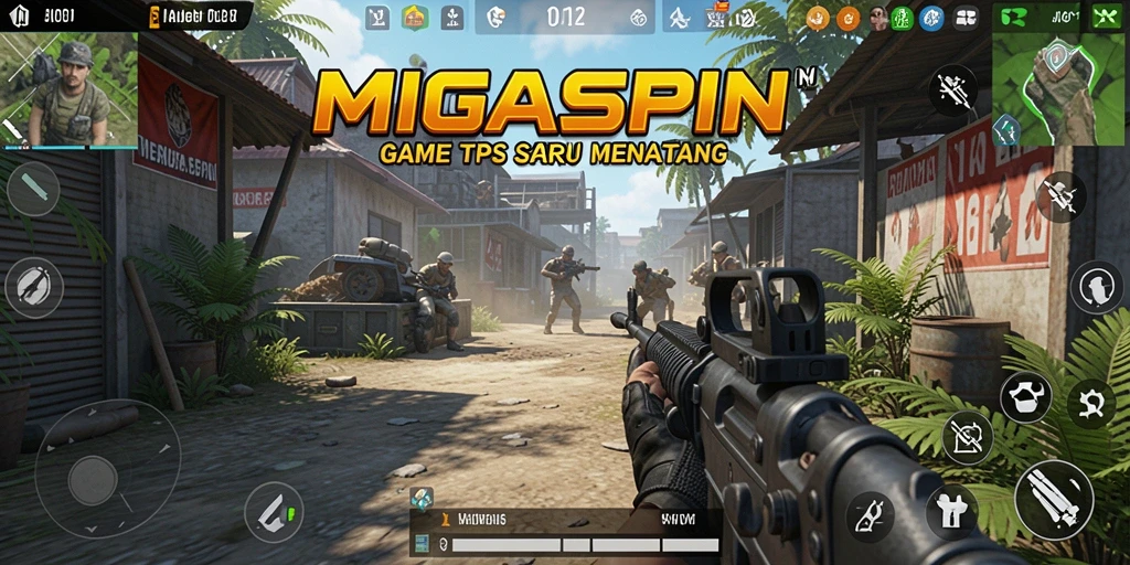 Tampilan gameplay MIGASPIN dengan aksi pertempuran yang intens.