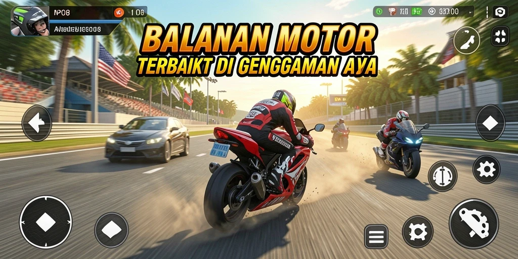 Screenshot <strong>MPO08</strong> menampilkan aksi balapan motor yang mendebarkan.