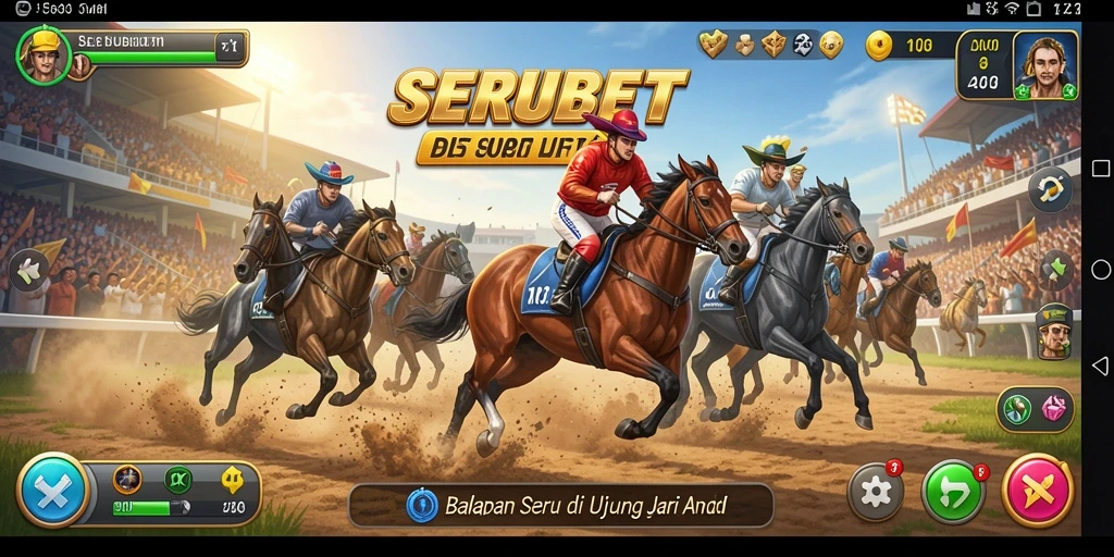 Gameplay racing SERUBET yang seru dan mendebarkan.