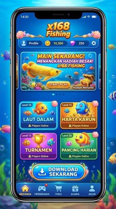Tampilan awal aplikasi x168 yang intuitif dan mudah digunakan.