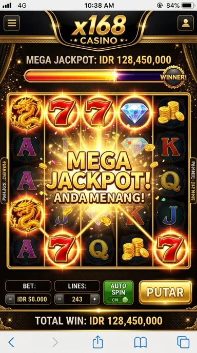 Menu utama x168 dengan berbagai kategori aplikasi yang tersedia.